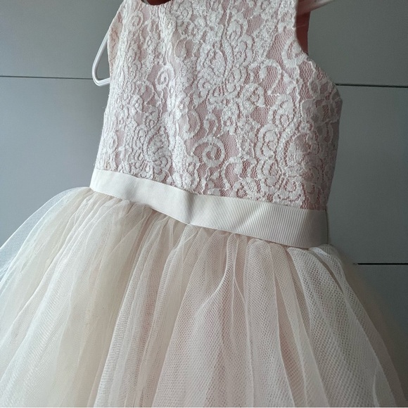 DAVID'S BRIDAL Ball Gown Flower Girl Dress with Heart Cutout - Picture 8 of 11